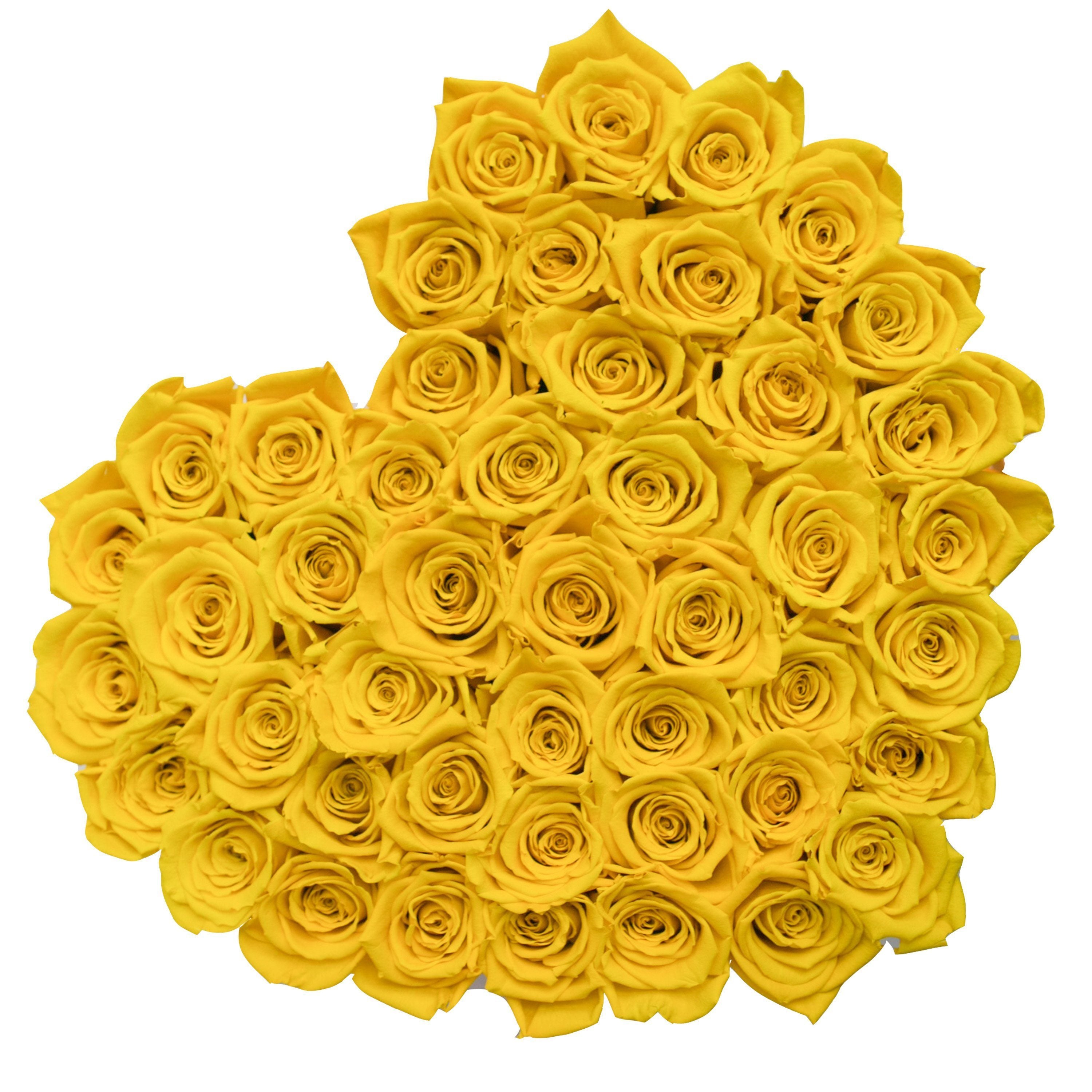 LOVE box - black - yellow roses yellow eternity roses - the million roses