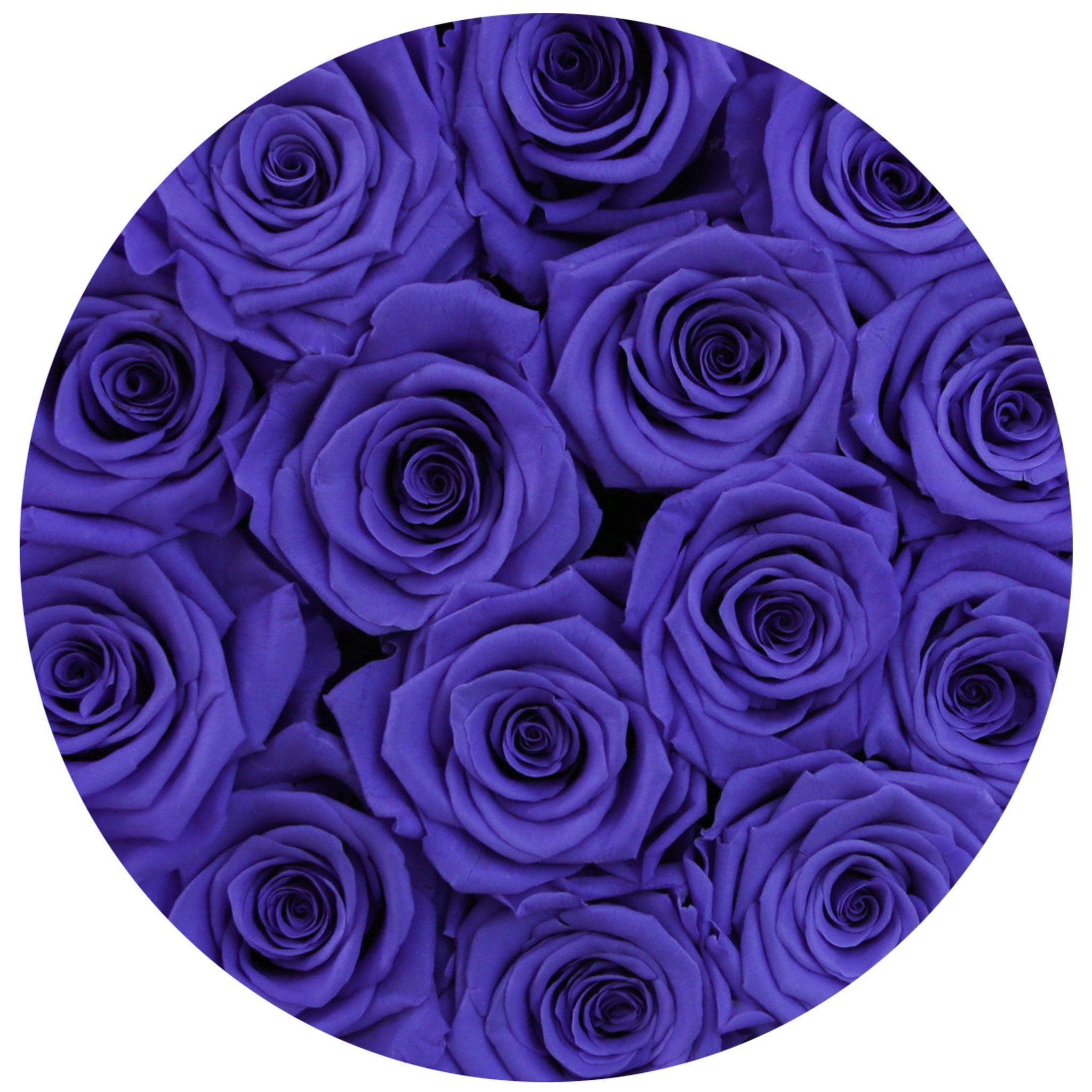 classic round box - white - violet roses purple eternity roses - the million roses