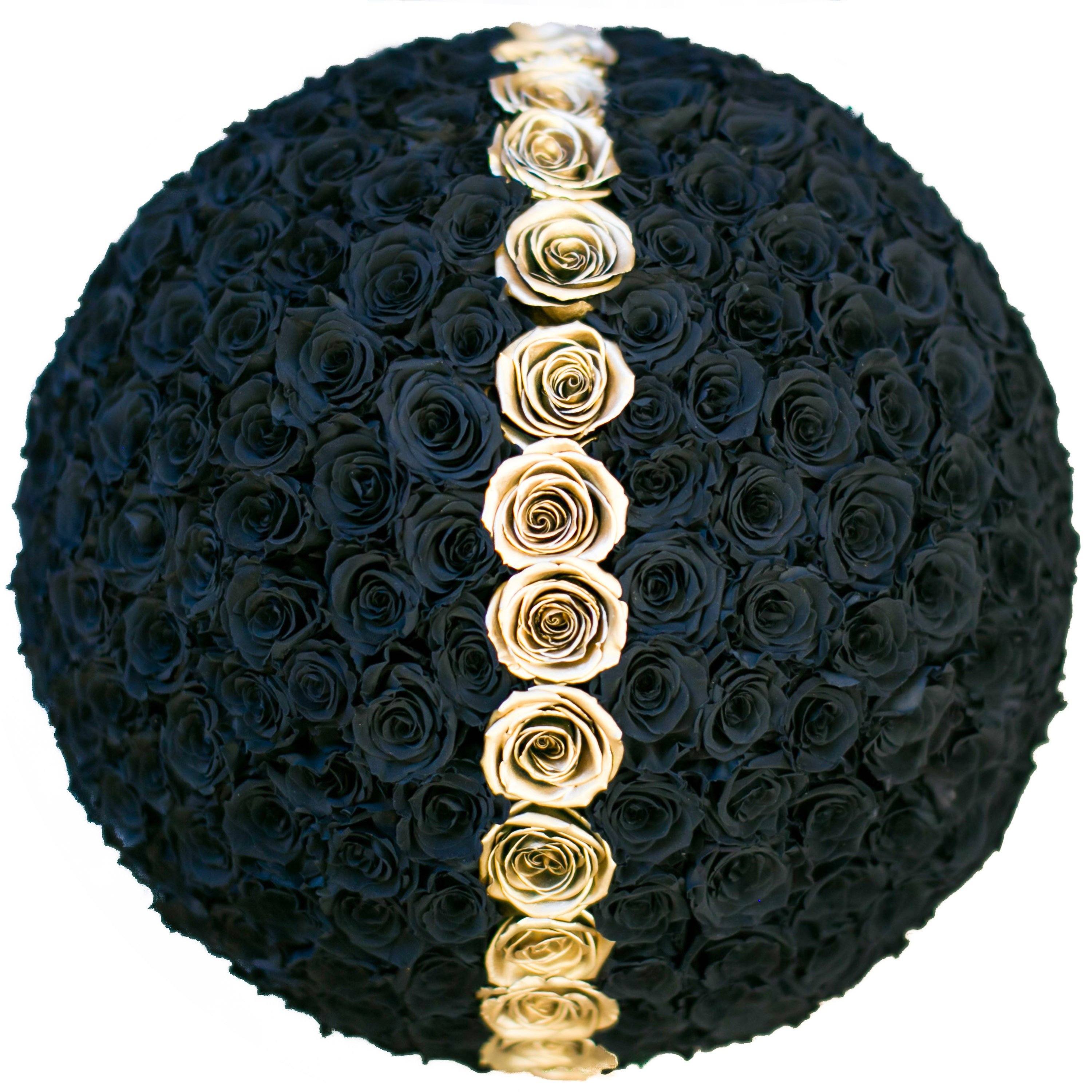 the million LARGE  DOME - gold box - black&gold (minimal collection dome) ETERNITY roses black eternity roses - the million roses
