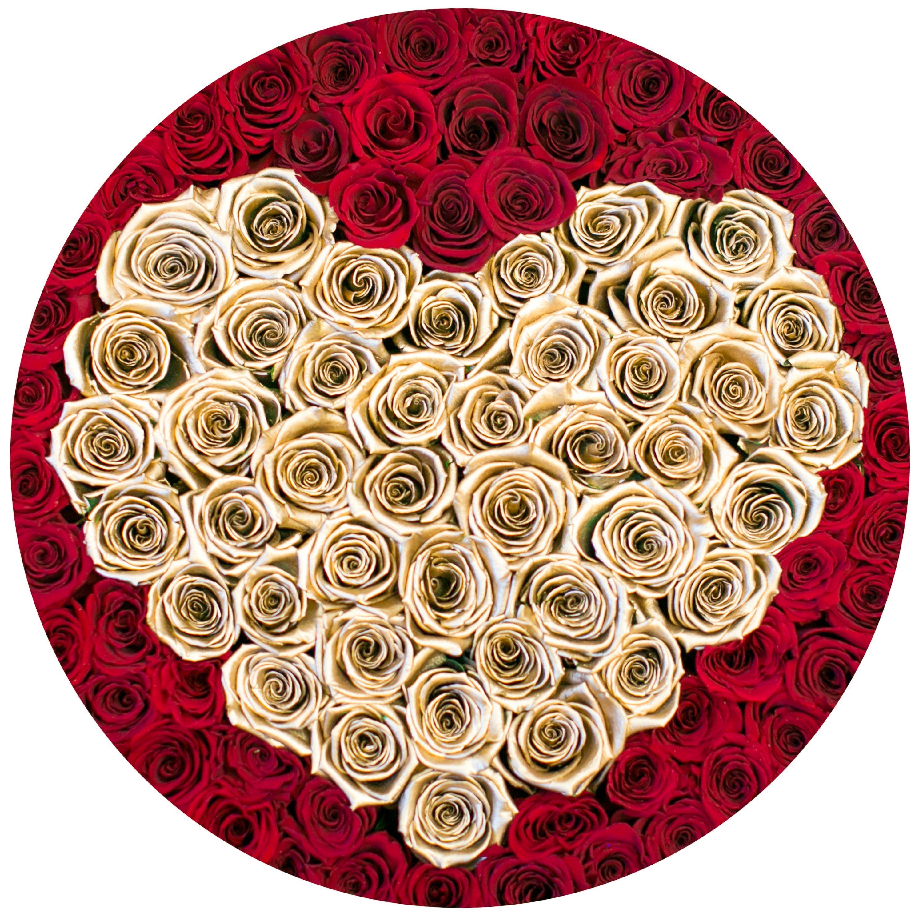 the million LARGE box - black - red&gold(heart) ETERNITY roses red eternity roses - the million roses