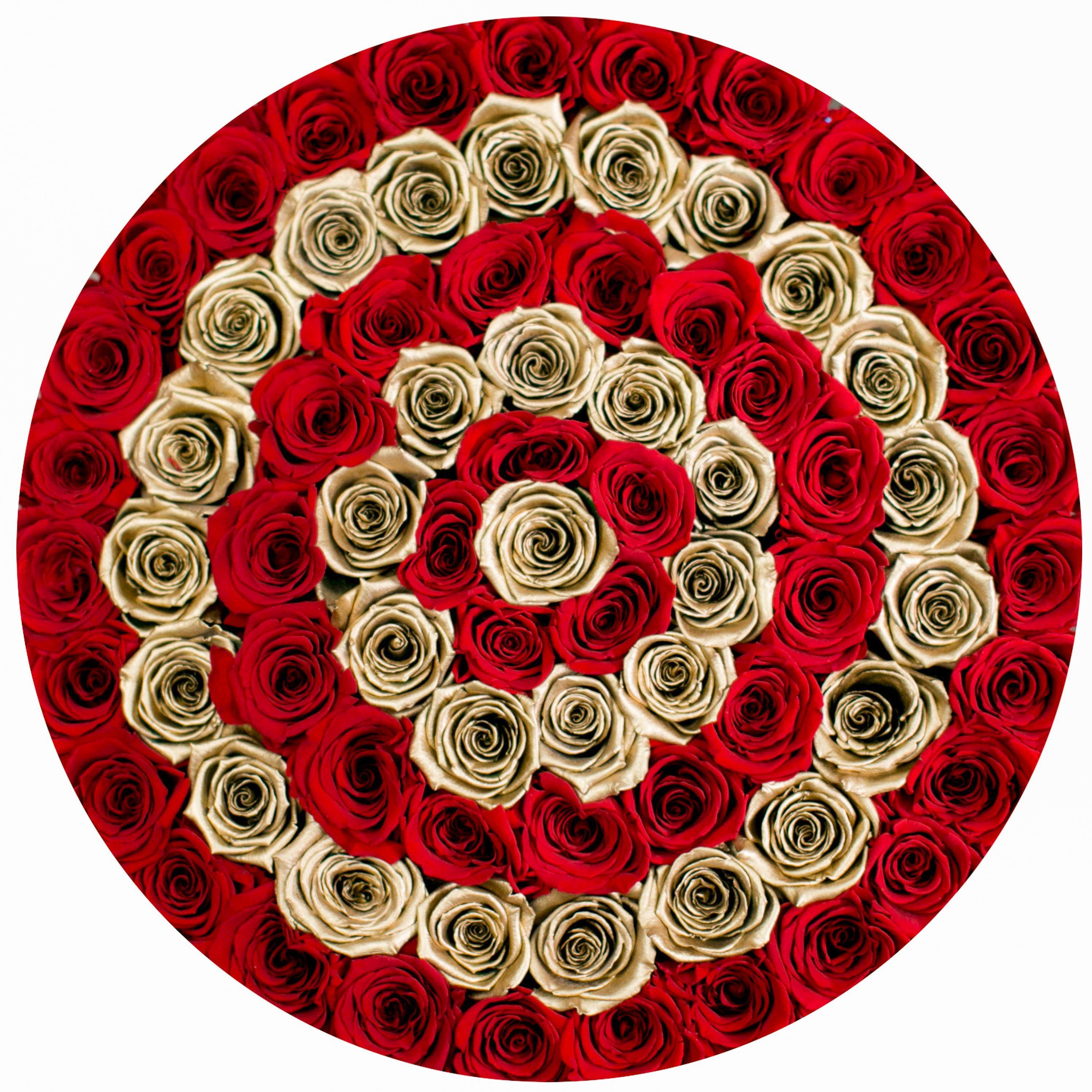 the million  LARGE box -  gold - red&gold (target) ETERNITY roses gold eternity roses - the million roses