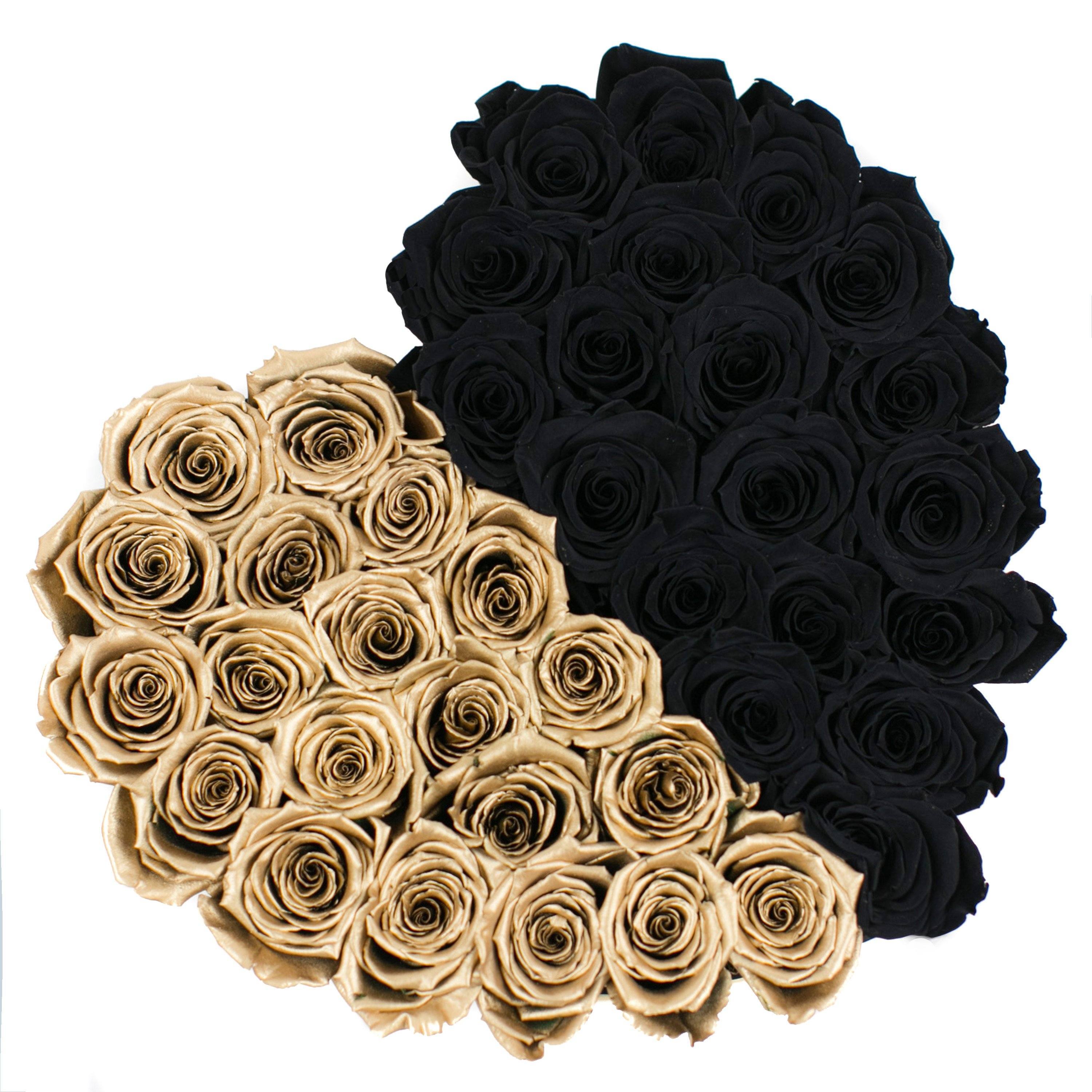 the million LOVE+ - black&gold box - gold&black (half&half) ETERNITY roses black eternity roses - the million roses