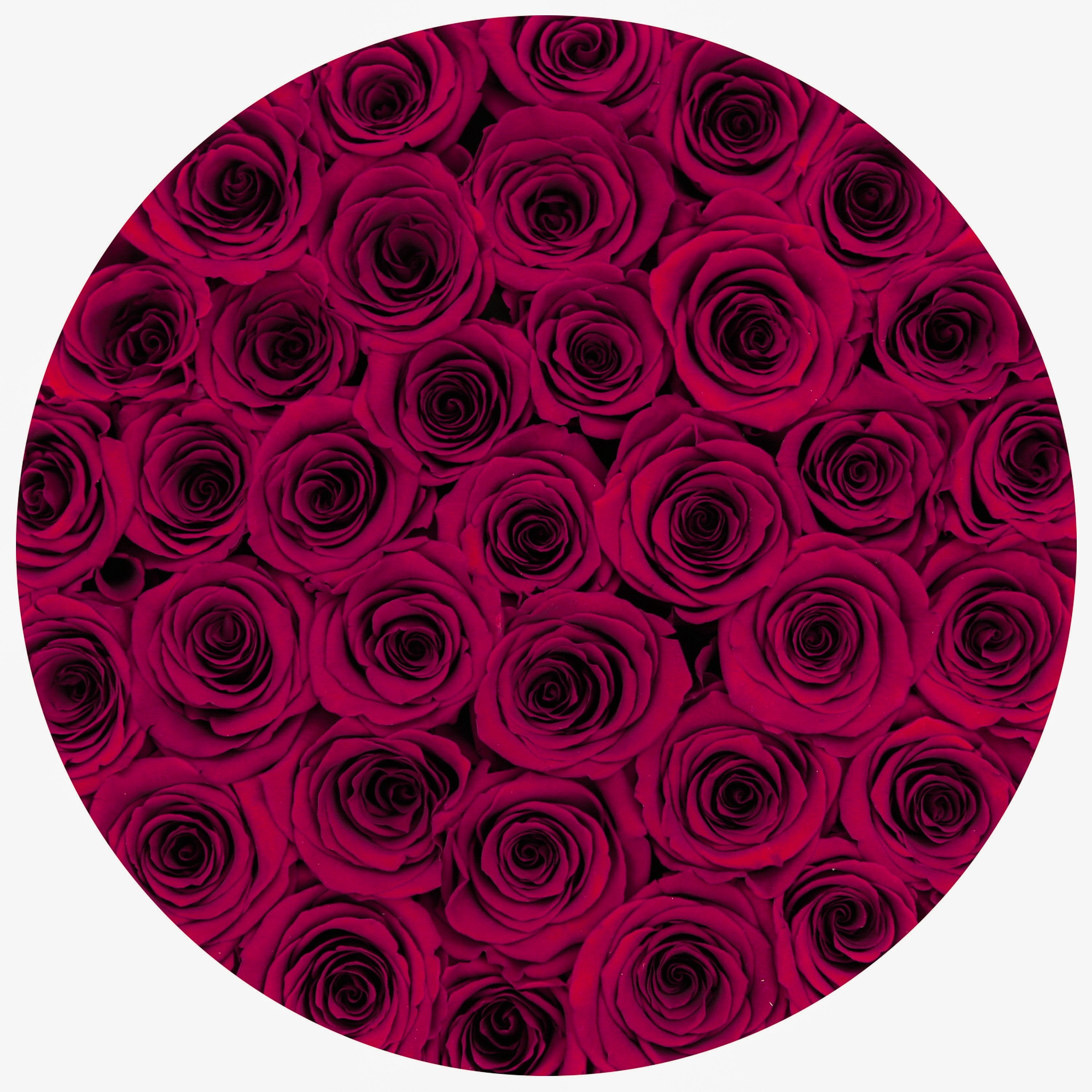 medium round box - gold - burgundy roses red eternity roses - the million roses