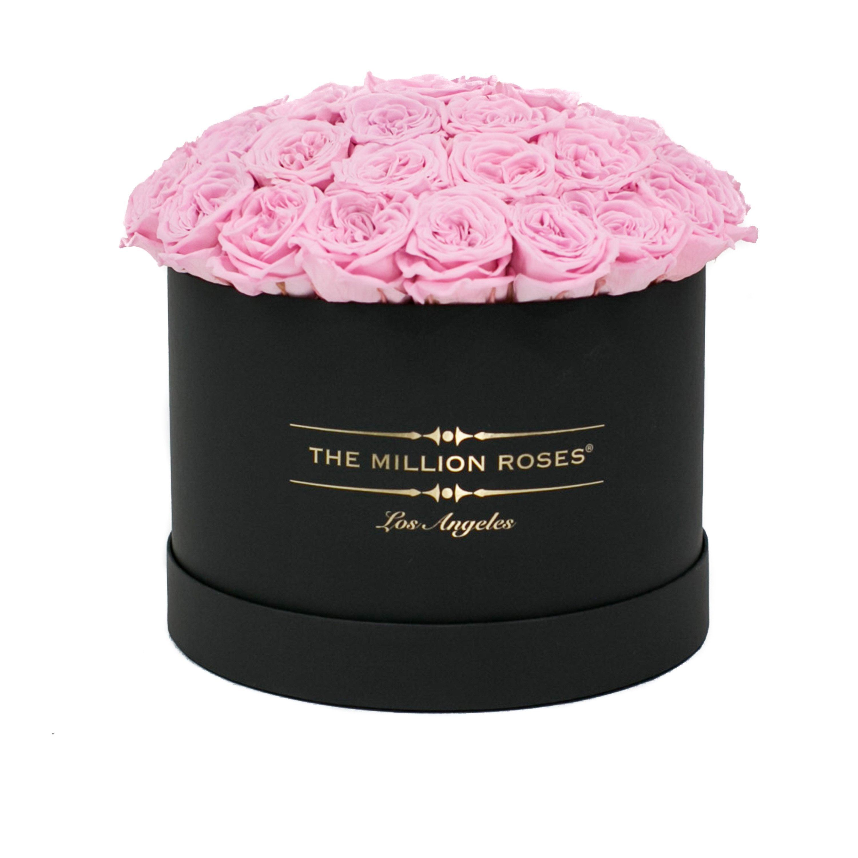 medium round box - black - light-pink GARDEN roses eternity garden roses - the million roses