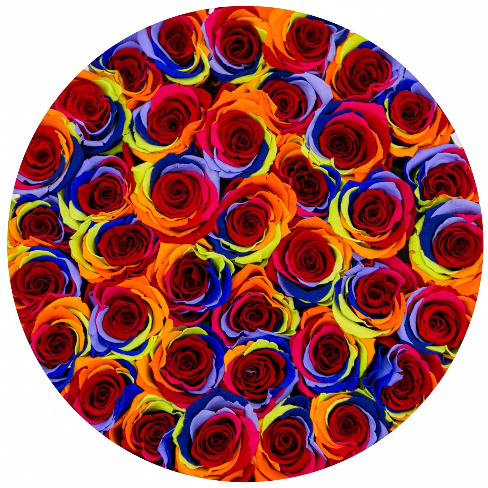 medium round box - black - rainbow roses rainbow eternity roses - the million roses