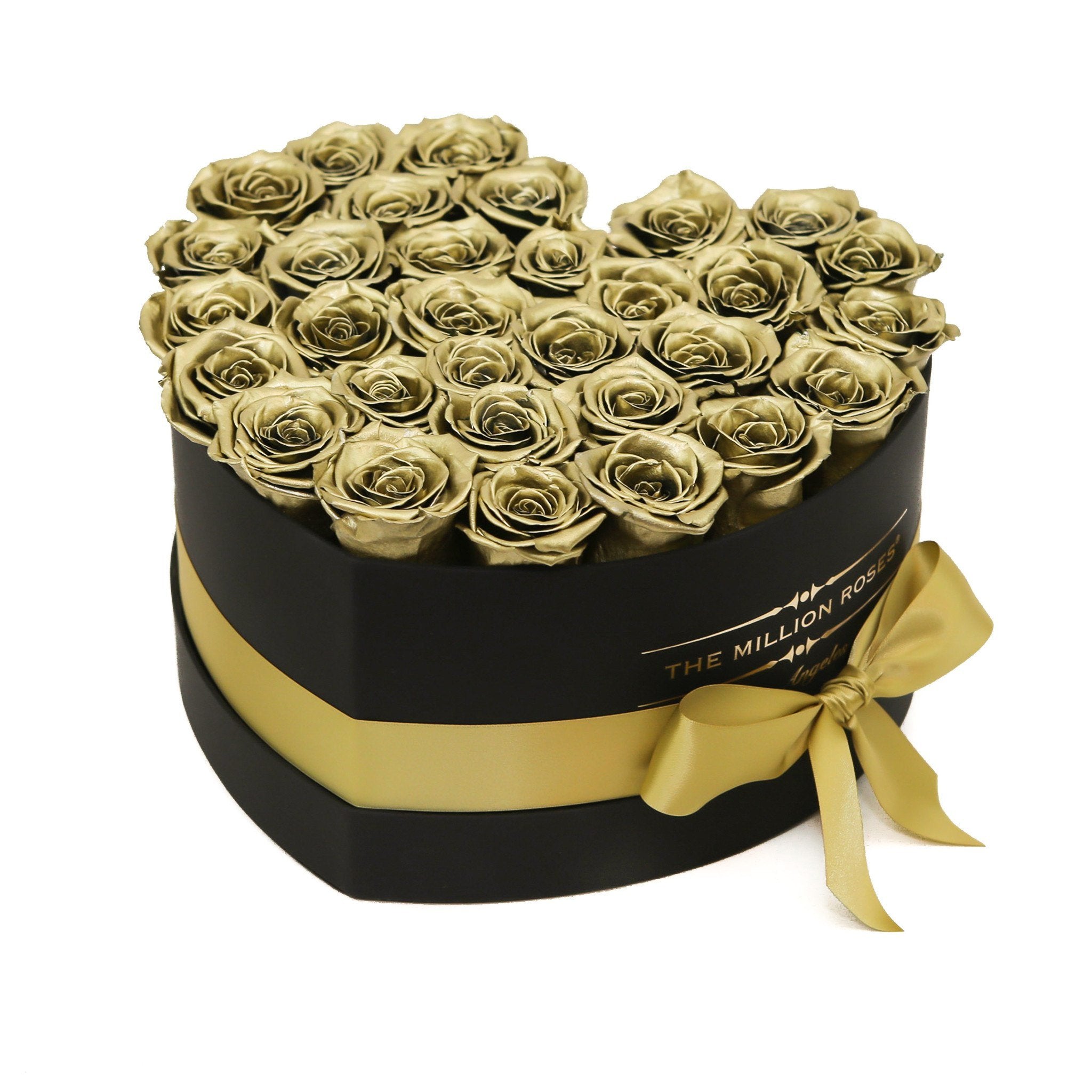 LOVE box - black - olive-gold roses gold eternity roses - the million roses