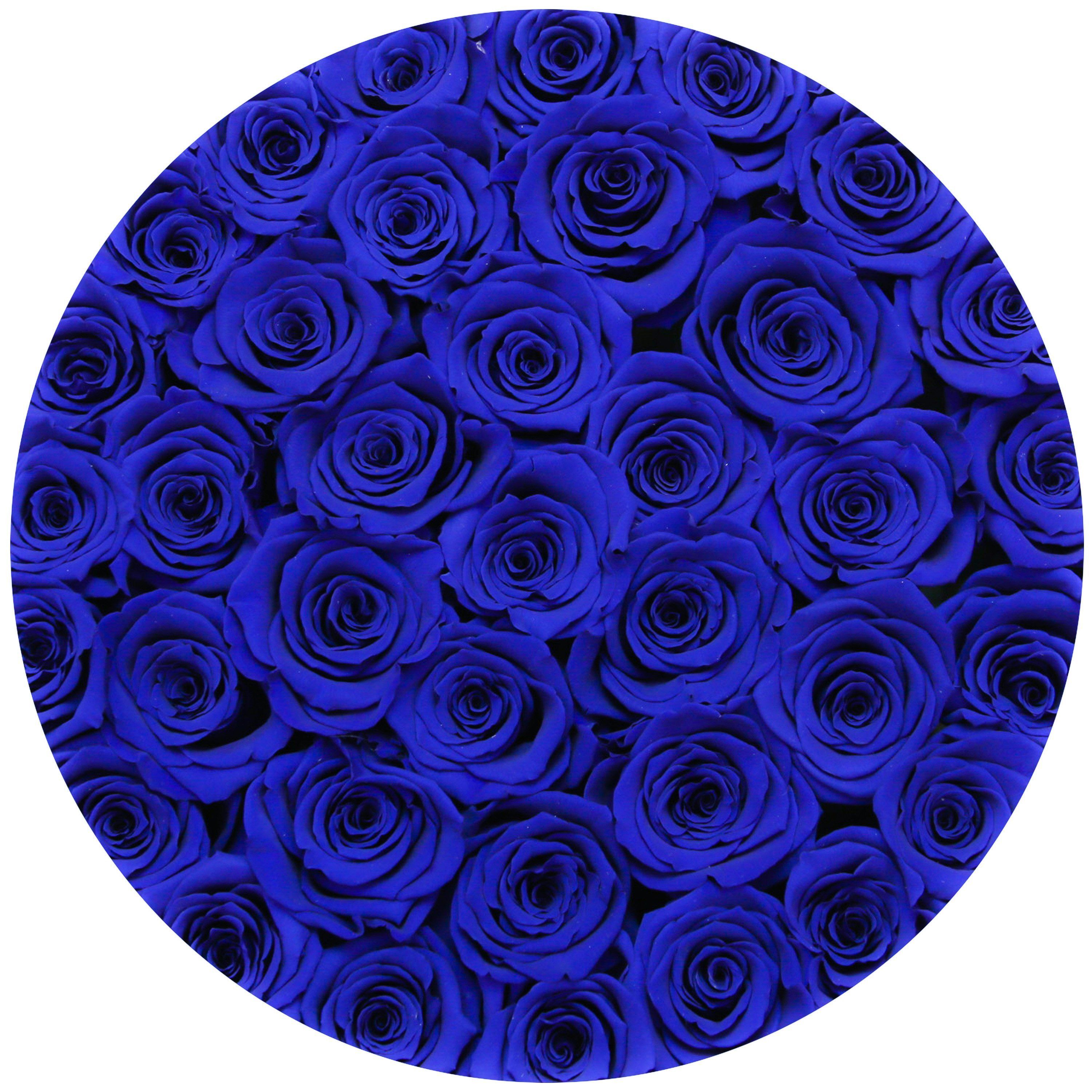 medium round box - white - blue roses blue eternity roses - the million roses