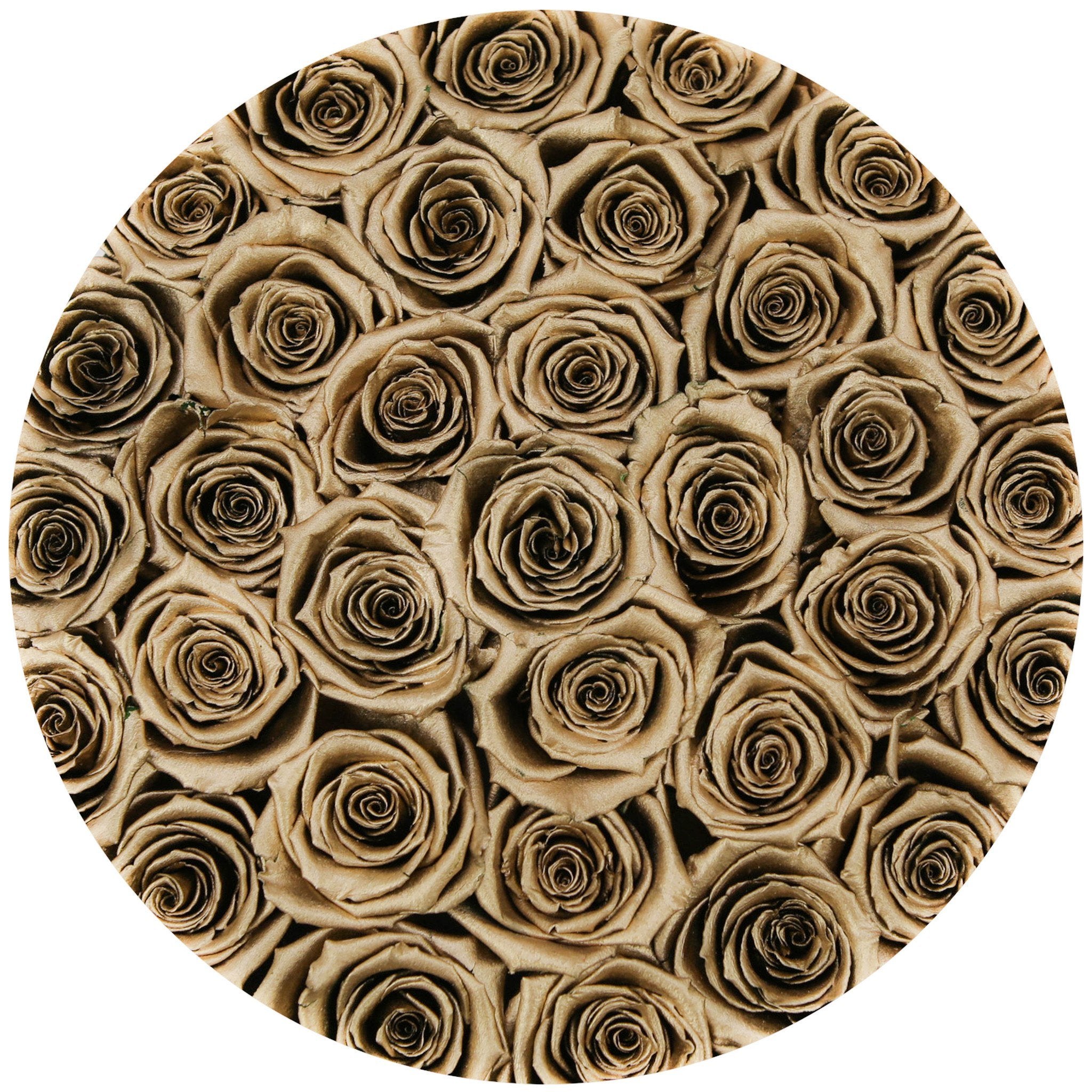 medium round box - white - 24k-gold roses gold eternity roses - the million roses