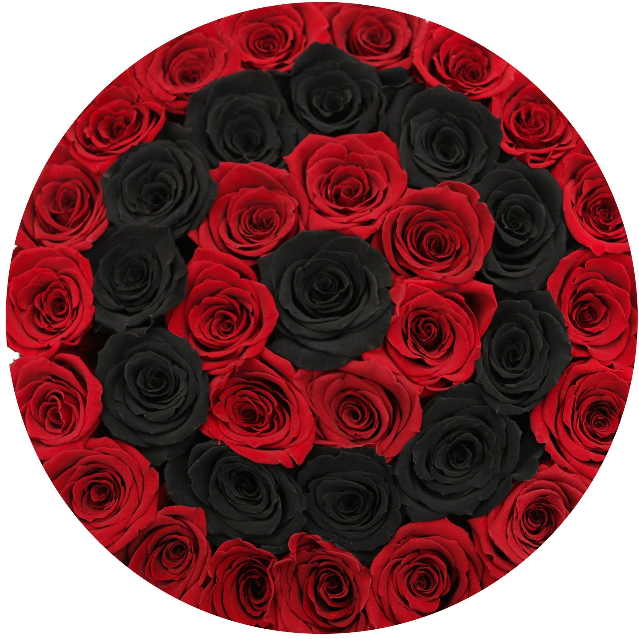 medium round box - black - red&black (target) roses mixed eternity roses - the million roses