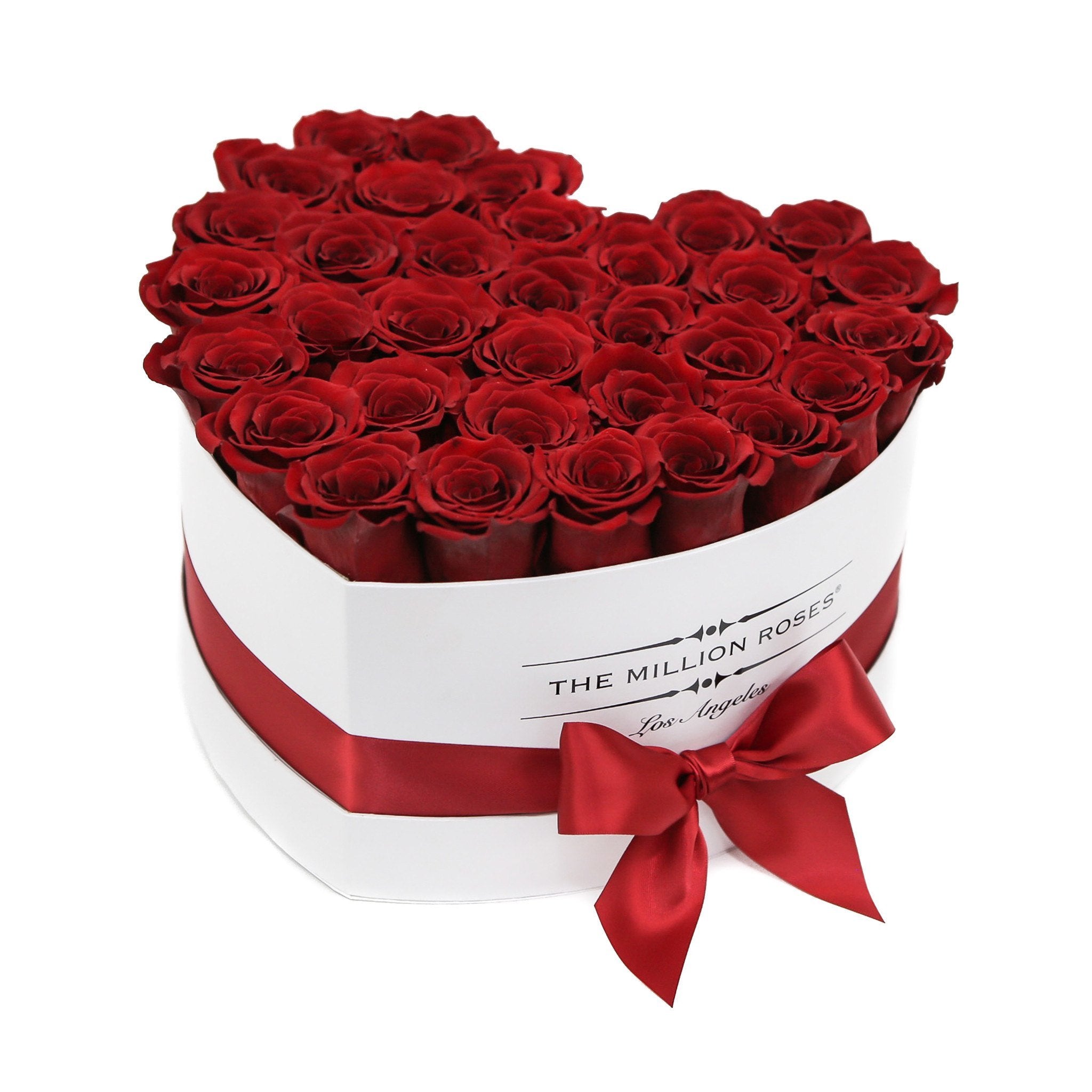 LOVE box - white - red roses red eternity roses - the million roses