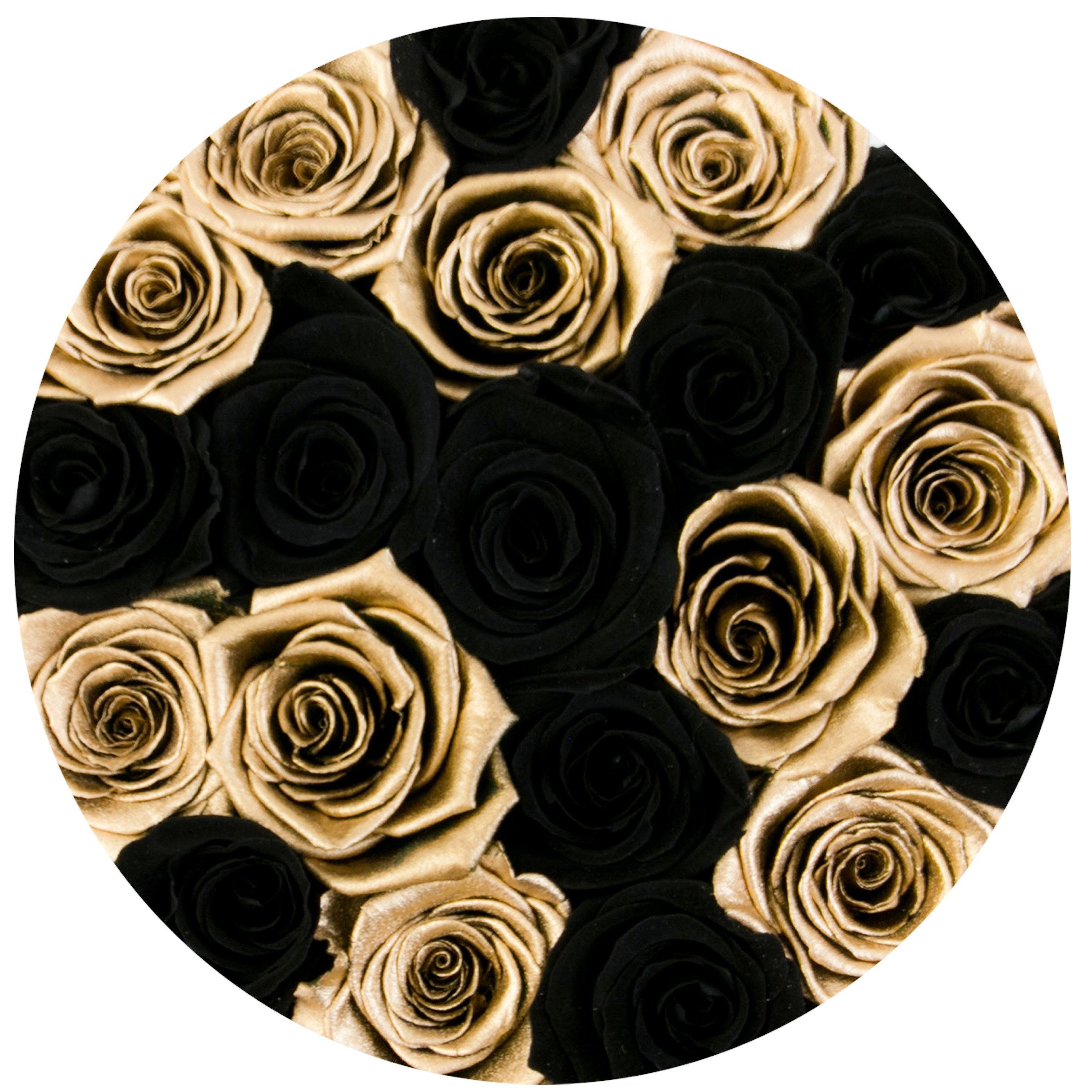 classic round box - gold - black&gold(mix) roses black eternity roses - the million roses