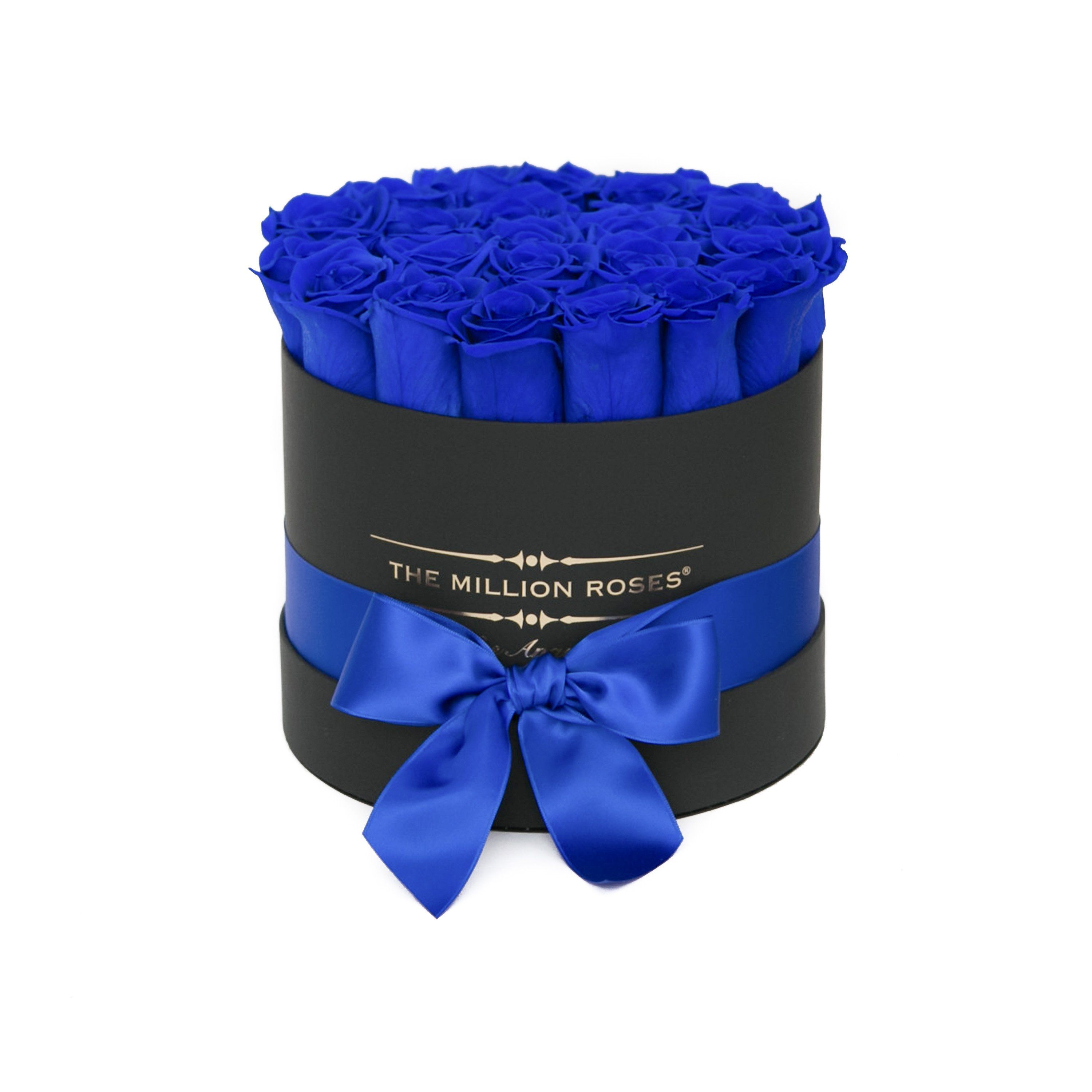 classic round box - black - blue roses blue eternity roses - the million roses