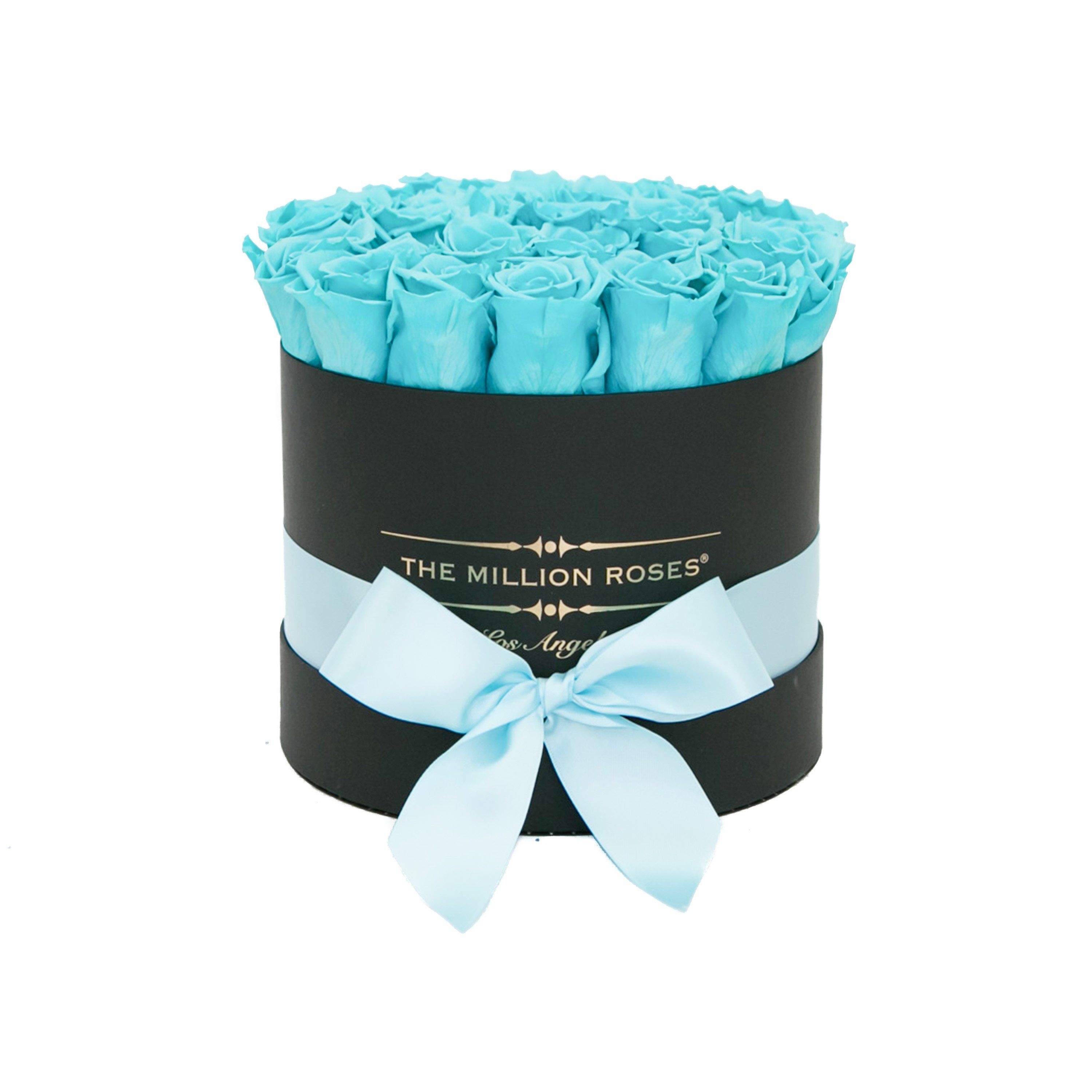 classic round box - black - tiffany-blue roses tiffany-blue eternity roses - the million roses
