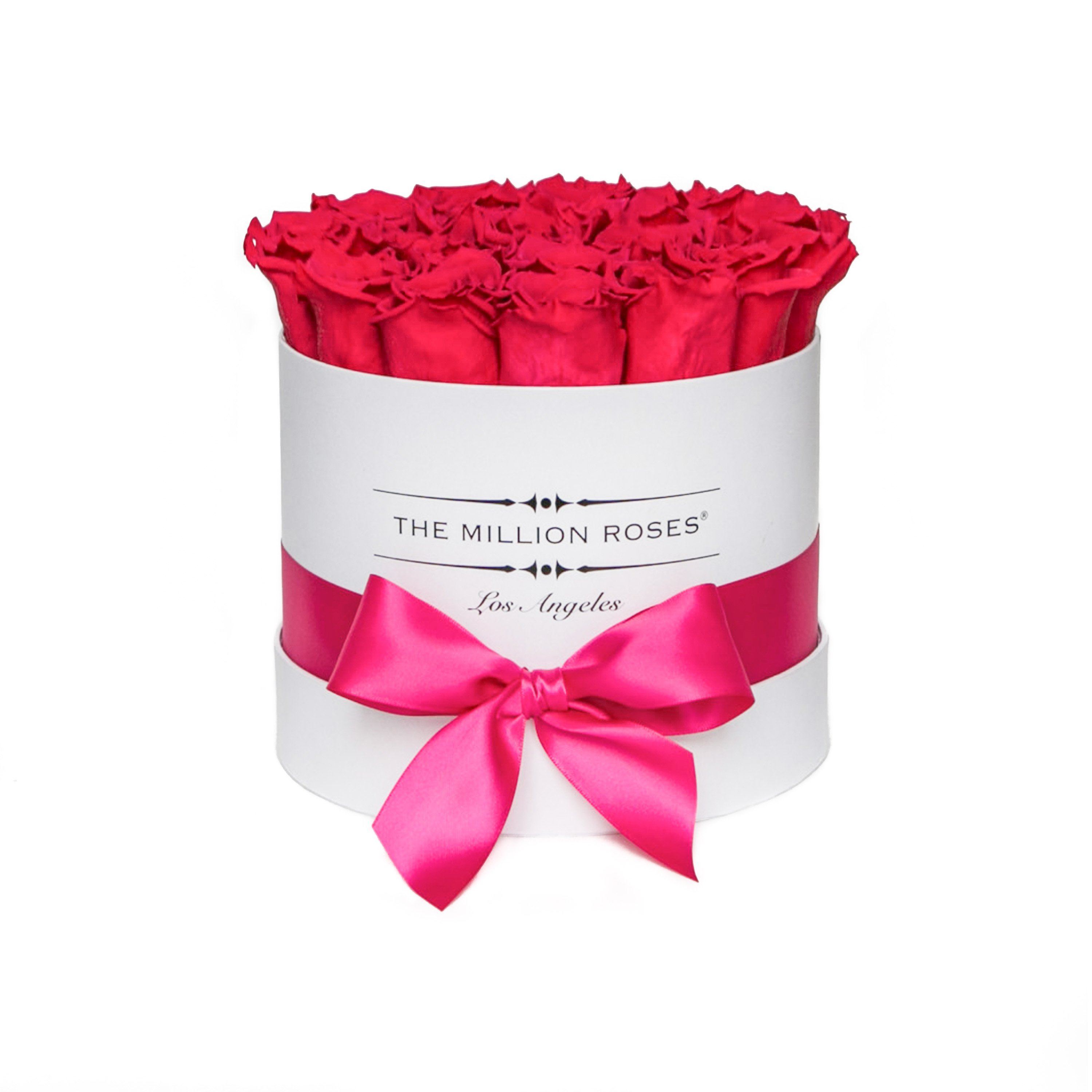 classic round box - white - hot-pink roses pink eternity roses - the million roses