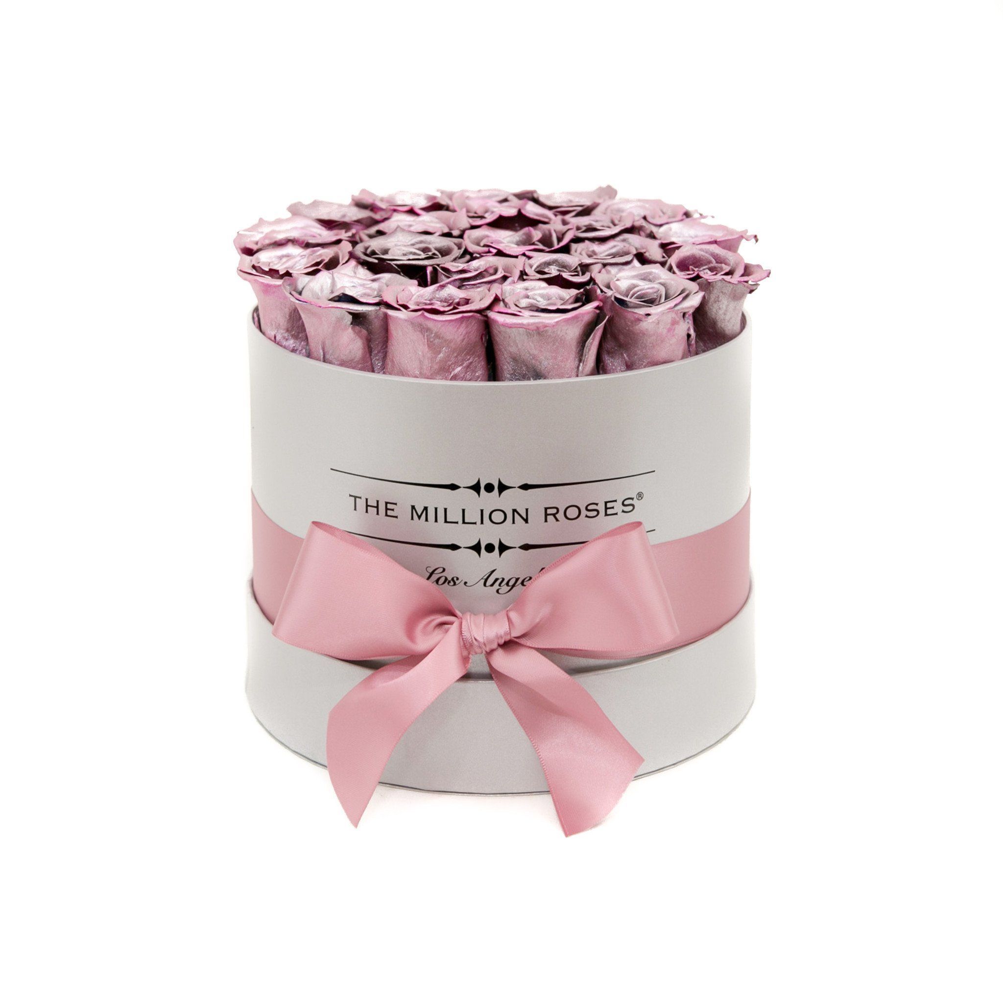 classic round box - mirror-silver - pink gold roses pink gold - the million roses