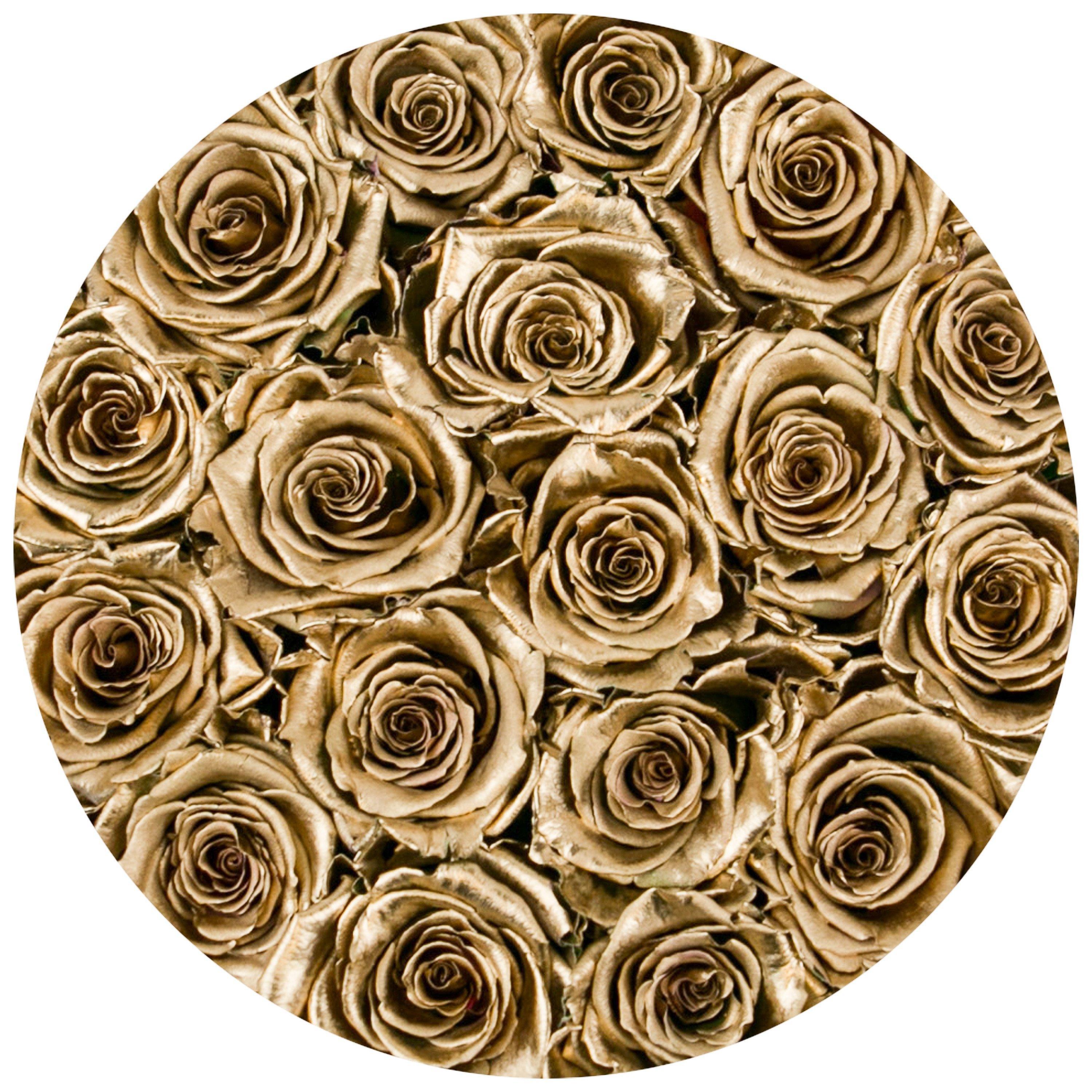 classic round box - "LOVE" - gold roses gold eternity roses - the million roses