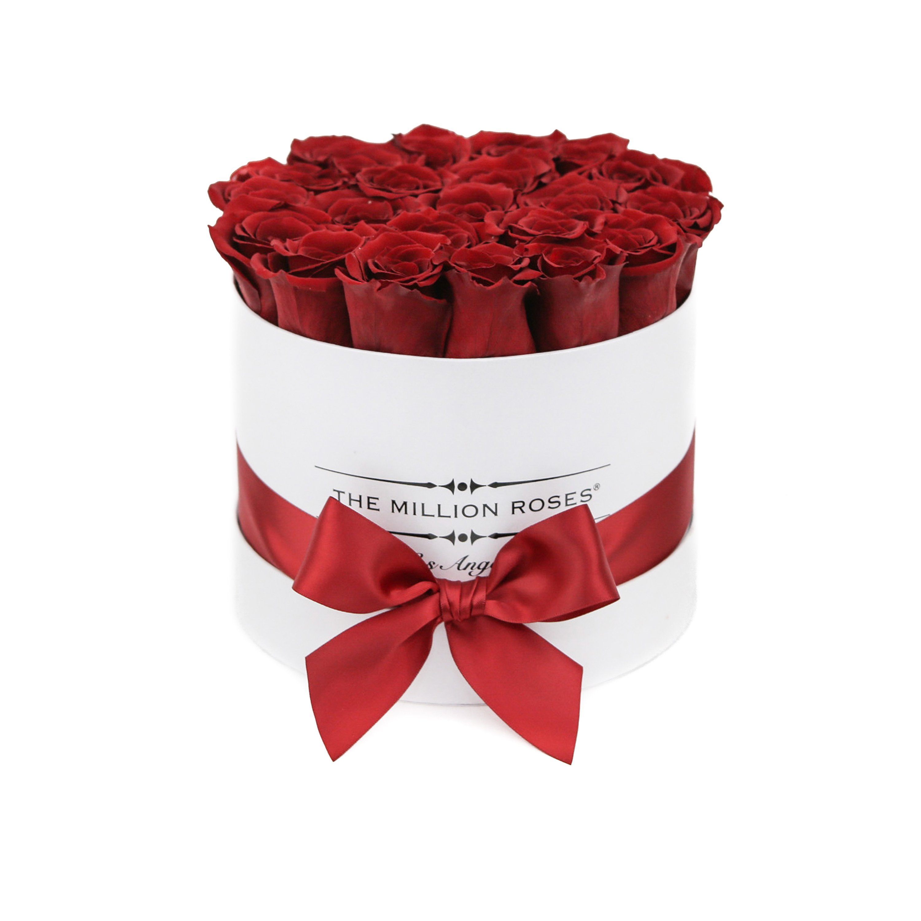 classic round box - white - red roses red eternity roses - the million roses
